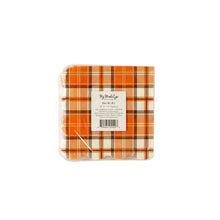 Load image into Gallery viewer, NSH938 - Night Sky Orange Plaid Scallop Cocktail Napkin