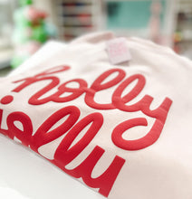 Load image into Gallery viewer, Holly Jolly Puff Print Pink Sweatshirt