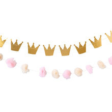 Load image into Gallery viewer, PRC804 - Princess Crowns and Pom Pom Tulle Banner Set