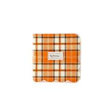 Load image into Gallery viewer, NSH938 - Night Sky Orange Plaid Scallop Cocktail Napkin