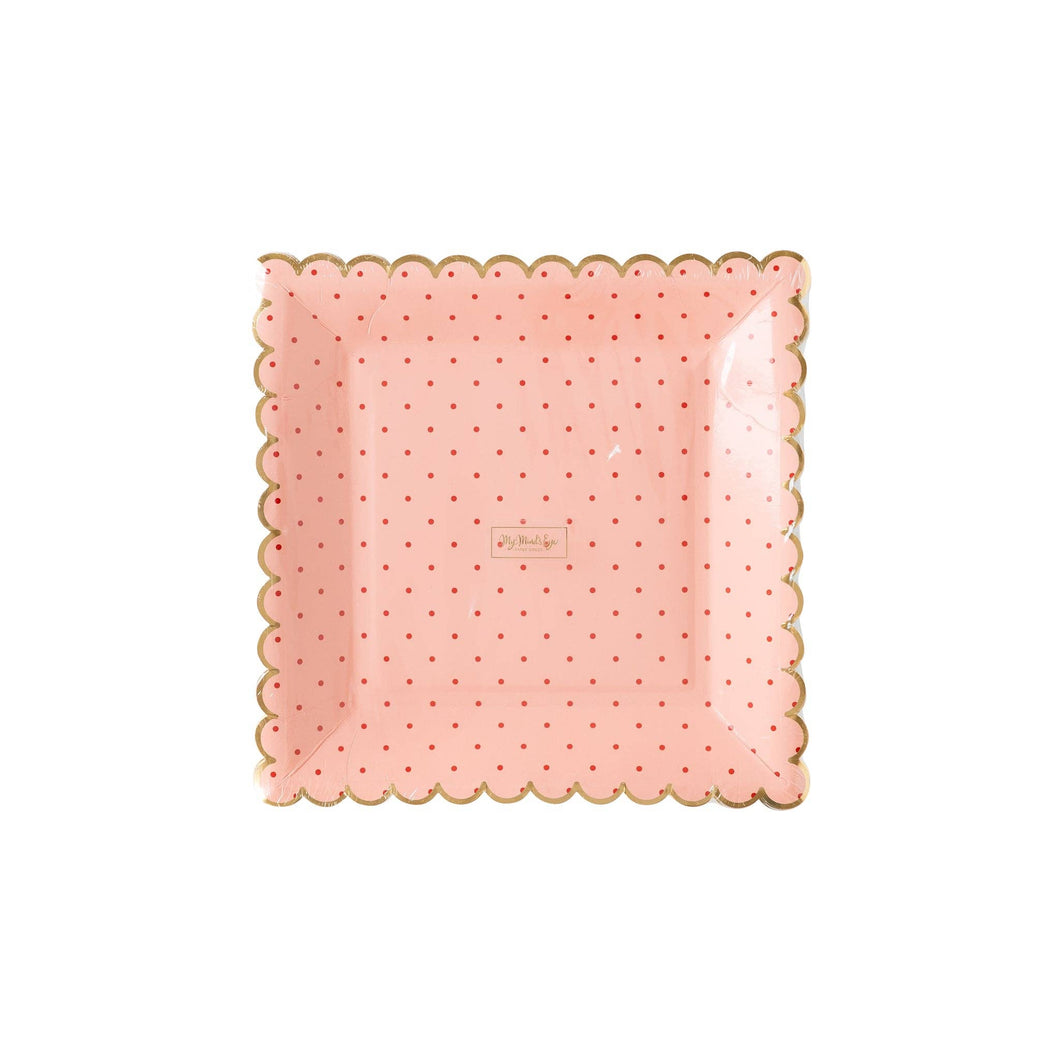 PLTS357H - Pink With Polka Dot Scallop Plate