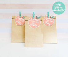 Load image into Gallery viewer, Peaches Mini Favor Bags - Treat Bags - One Is Sweet - Sweet As A Peach - Birthday Peach Theme - Candy Bags - Kraft Sacks