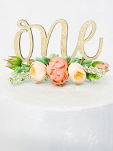Load image into Gallery viewer, Floral Peach Cake Topper - Floral Topper - Cake Smash - One Sweet Peach - Peach Birthday Party - 1st First Birthday - Peach Theme
