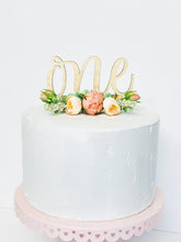 Load image into Gallery viewer, Floral Peach Cake Topper - Floral Topper - Cake Smash - One Sweet Peach - Peach Birthday Party - 1st First Birthday - Peach Theme