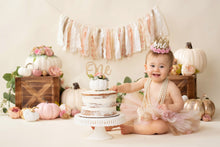 Load image into Gallery viewer, White Pumpkin Cake Topper - Little Pumpkin - Pumpkin Theme - First 1st Birthday - Baby Shower - Floral Pumpkin Cake Topper