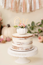 Load image into Gallery viewer, White Pumpkin Cake Topper - Little Pumpkin - Pumpkin Theme - First 1st Birthday - Baby Shower - Floral Pumpkin Cake Topper