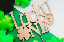 Load image into Gallery viewer, Lucky One Cake Topper - First 1st Birthday - Shamrock - St. Patrick's Day - Centerpiece - Shamrock Cake Topper - Valentine's Day - I'm Lucky
