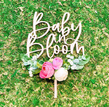 Load image into Gallery viewer, Baby In Bloom Cake Topper - Floral Baby Shower - Pink and White Cake Topper - Floral Cake Topper - Bridal Baby Shower - 1st First Birthday
