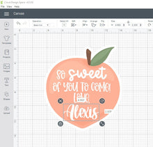Load image into Gallery viewer, Peach Printable File - Digital Download PNG - Cricut - Sticker Sheet for Treat Bags - One Is Sweet - Sweet As A Peach - Birthday Peach Theme