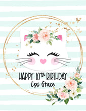 Load image into Gallery viewer, Kitty Table Sign - EDITABLE in Canva - Printable - Print From Home - Kitten Kitty Party - Happy Birthday Party Sign - Welcome