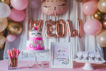 Load image into Gallery viewer, Kitty Kitten Cat Birthday Sign Print - Printed & Shipped to You - Kitten Kitty Party - Birthday Party Sign - Welcome - Happy Birthday Sign