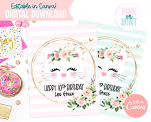 Load image into Gallery viewer, Kitty Table Sign - EDITABLE in Canva - Printable - Print From Home - Kitten Kitty Party - Happy Birthday Party Sign - Welcome