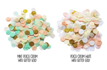 Load image into Gallery viewer, Peach Confetti - Sweet As A Peach Party Theme - Peach Birthday - Confetti - Peach Die Cut Decor - One Sweet Peach - Peach White Mint Colors