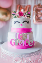 Load image into Gallery viewer, Floral Kitty Cat Ears Cake Topper - Kitten Ears Topper - Kitten Birthday Party - Cat Ears