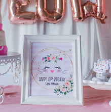 Load image into Gallery viewer, Kitty Table Sign - EDITABLE in Canva - Printable - Print From Home - Kitten Kitty Party - Happy Birthday Party Sign - Welcome