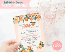 Load image into Gallery viewer, Little Cutie Shower Invitation - Gender Neutral - Mandarin Orange Baby Shower - Digital Download - EDITABLE in Canva - Print From Home