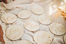 Load image into Gallery viewer, Baby Months Milestone Wood Discs - Photo Prop - Gift For Baby - Baby Shower Gift - Floral - Wildflower - Bohemian - Neutral - Gender Neutral