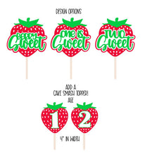 Load image into Gallery viewer, Berry Sweet Cake Topper - One is Sweet - Two Sweet - Tootie Twottie Fruity - Fruit Themed Party - Strawberry - First Birthday - Summer Party