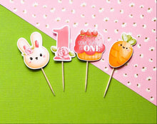 Load image into Gallery viewer, Bunny - Some Bunny is One - Cupcake Toppers - Cute Bunny - Carrot - 1st First - Donut Toppers