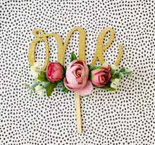 Load image into Gallery viewer, Floral Peach Cake Topper - Floral Topper - Cake Smash - One Sweet Peach - Peach Birthday Party - 1st First Birthday - Peach Theme