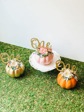 Load image into Gallery viewer, Pink Pumpkin Cake Topper - Little Pumpkin - Pumpkin Theme - First 1st Birthday - Baby Shower - Pink Floral Cake Topper