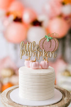 Load image into Gallery viewer, Pumpkin Baby Shower - Pumpkin Cake Topper - Pumpkin Theme Birthday - Glitter Cake Topper - Gold Rose Gold Coral Peach Pink Cake Topper