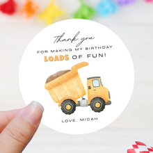 Load image into Gallery viewer, Construction Birthday Sticker Labels – Personalized
