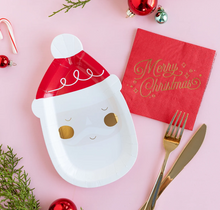 Load image into Gallery viewer, Santa Shaped 9&quot; Paper Plates - 8 ct
