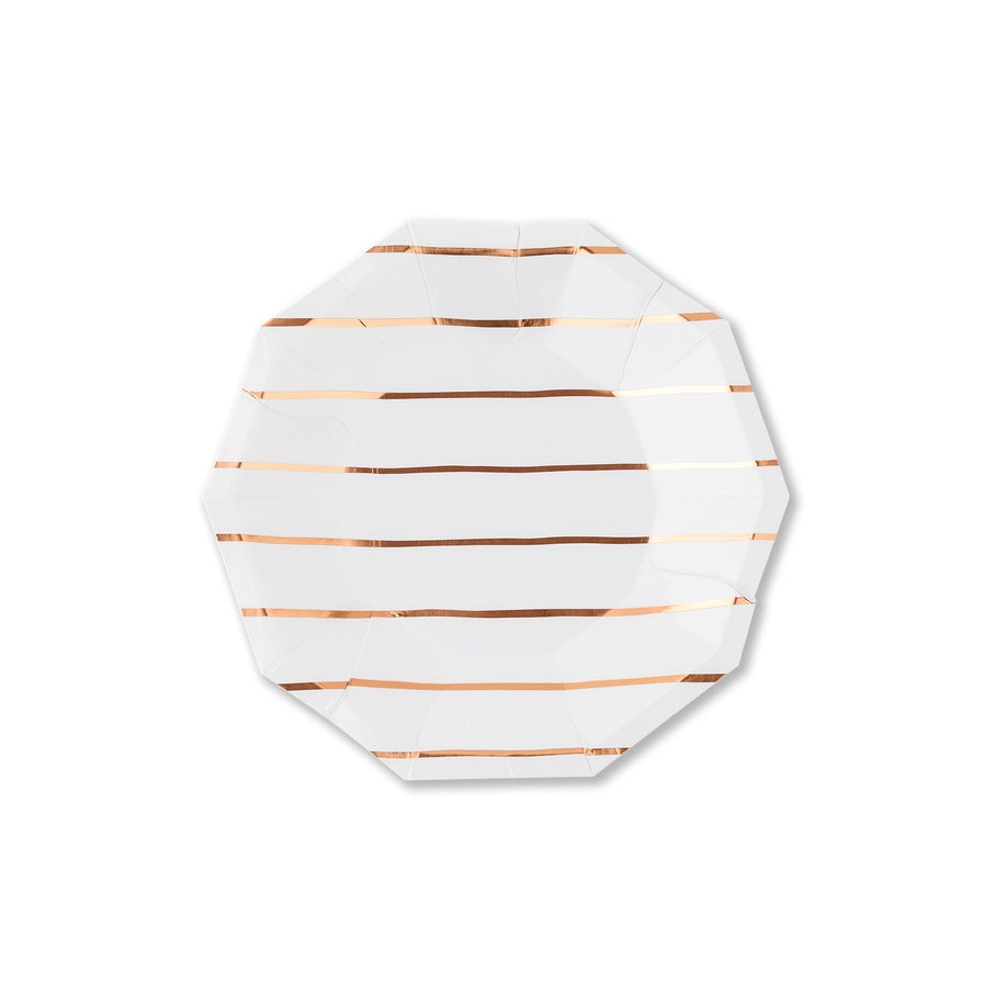 Frenchie Striped Rose Gold Plates - Small - 8 Pk.