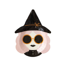 Load image into Gallery viewer, PUM1043 -  Hey Pumpkin Pink Witch Shaped Paper Plate
