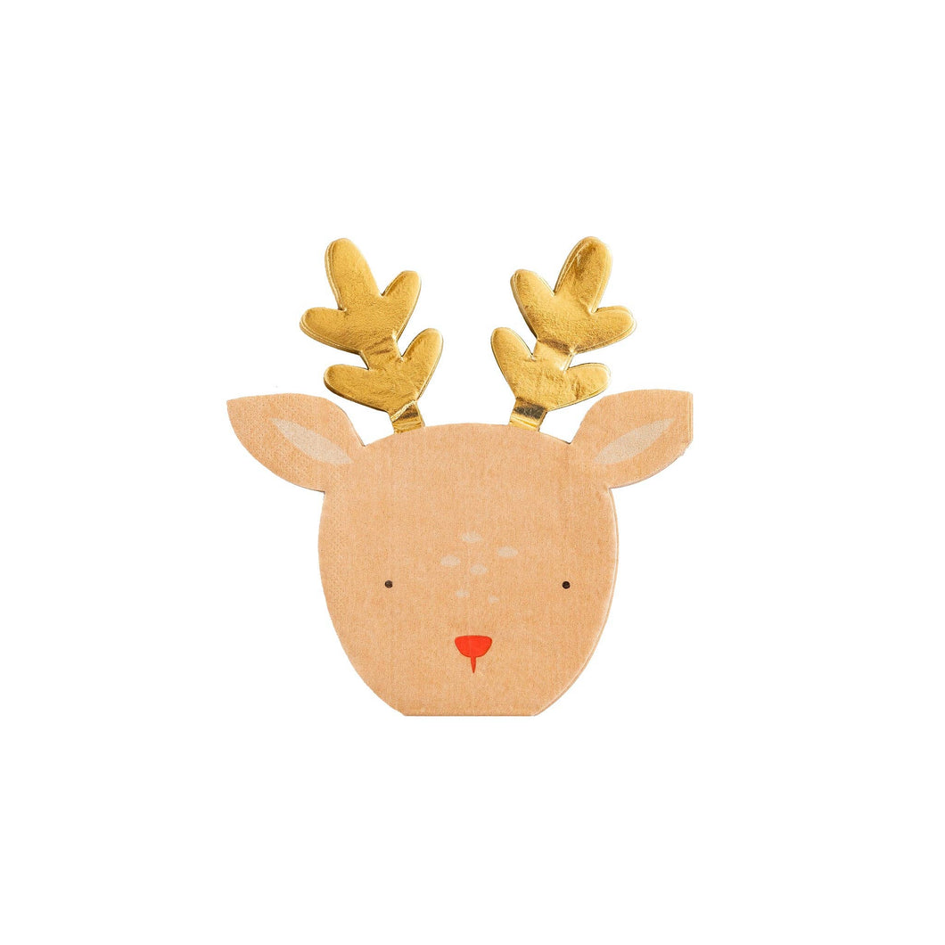 BEC937 - Dear Rudolph Reindeer Shaped Guest Napkin