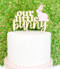 Load image into Gallery viewer, Bunny Cake Topper - Our Little Bunny Baby Shower - Pink Bunny Cake Topper - Floral Cake Topper - Our Bunny Is One - 1st Birthday
