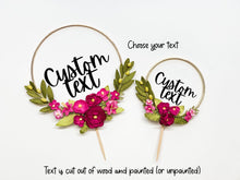 Load image into Gallery viewer, Floral Cake Topper - Smash Cake Topper - Floral Hoop Topper - Girl Birthday - Baby Shower - Bridal Shower - Topper for Cake - Cake Topper

