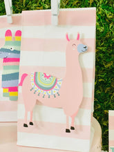 Load image into Gallery viewer, Llama Fiesta Mini Favor Bags - Treat Bags - Cactus - Sombrero - Maracas - Pastel Llama Fun - Birthday Theme - Candy Bags - Mini paper sacks
