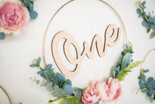 Load image into Gallery viewer, Set of 3 Floral Hoop Wreath - Neutral - Minimalist - Wedding Floral Hoops - Nursery Decor - Floral Backdrop - Gold Metal Ring Wreath - Boho
