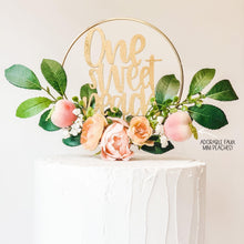 Load image into Gallery viewer, Peach Cake Topper - Floral Hoop Topper - Sweet As A Peach - One Sweet Peach - Peach Birthday Party - 1st First Birthday - Peaches &amp; Cream
