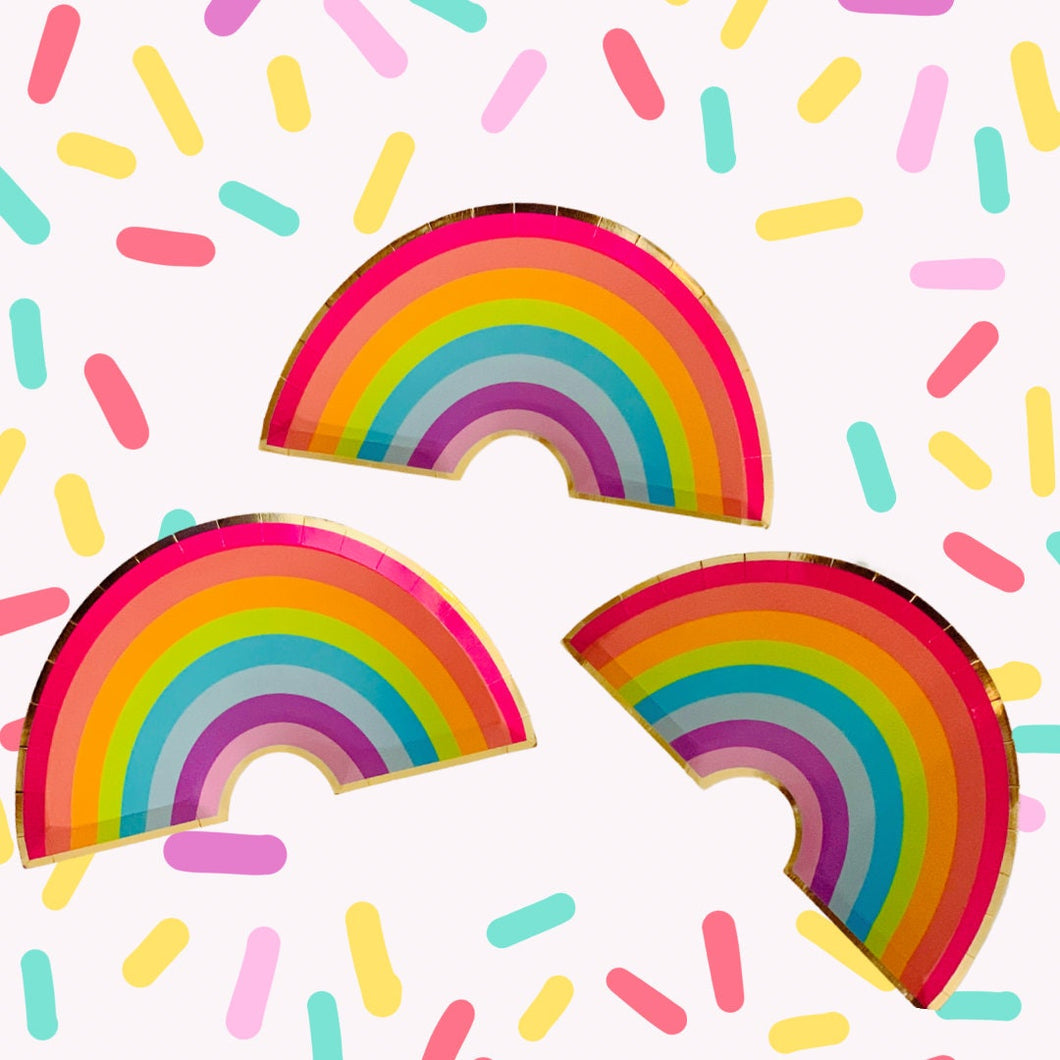 Rainbow Paper Plates - Rainbow Birthday - Party Plates - Cut- Somewhere Over The Rainbow - Sunshine Party - Bright Colors - Unicorn