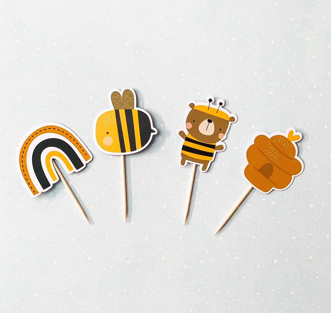 Bumble Bee Cupcake Toppers - Cupcake Toppers - Gender Neutral - Bee Shower - Which Will It Bee - Gender Reveal - Honey Bee