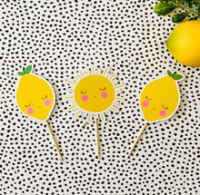 Load image into Gallery viewer, Lemons Cupcake Toppers - Cupcake Toppers - Summer Party - Sunshine &amp; Lemonade - Birthday Cupcake Toppers - Cute Toppers
