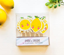 Load image into Gallery viewer, Lemons Cupcake Toppers - Cupcake Toppers - Summer Party - Sunshine &amp; Lemonade - Birthday Cupcake Toppers - Cute Toppers
