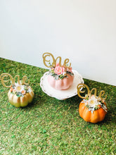 Load image into Gallery viewer, White Pumpkin Cake Topper - Little Pumpkin - Pumpkin Theme - First 1st Birthday - Baby Shower - Floral Pumpkin Cake Topper
