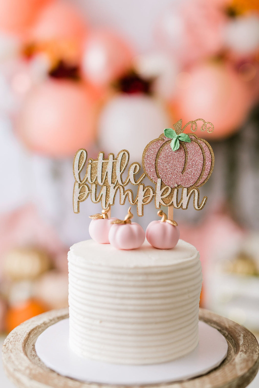 Our Little Pumpkin Cake Topper - Pumpkin Baby Shower - Pumpkin Theme Birthday - Glitter Cake Topper - Gold Rose Gold Coral Pink Cake Topper